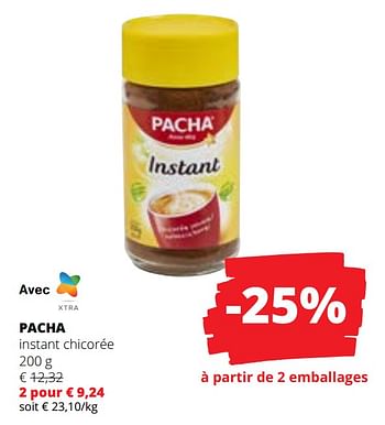 Promoties Pacha instant chicorée - Pacha - Geldig van 09/05/2024 tot 22/05/2024 bij Spar (Colruytgroup)