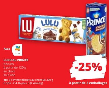 Promoties Prince biscuits au chocolat - Lu - Geldig van 09/05/2024 tot 22/05/2024 bij Spar (Colruytgroup)