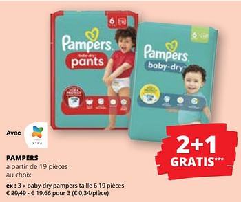 Promoties Baby-dry pampers taille 6 - Pampers - Geldig van 09/05/2024 tot 22/05/2024 bij Spar (Colruytgroup)