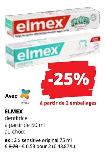 Promoties Elmex dentifrice sensitive original - Elmex - Geldig van 09/05/2024 tot 22/05/2024 bij Spar (Colruytgroup)