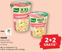 Promotions Knorr pâtes snack carbonara - Knorr - Valide de 09/05/2024 à 22/05/2024 chez Spar (Colruytgroup)
