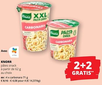 Promoties Knorr pâtes snack carbonara - Knorr - Geldig van 09/05/2024 tot 22/05/2024 bij Spar (Colruytgroup)