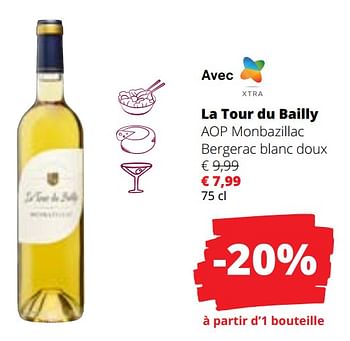 Promoties La tour du bailly aop monbazillac bergerac blanc doux - Witte wijnen - Geldig van 09/05/2024 tot 22/05/2024 bij Spar (Colruytgroup)