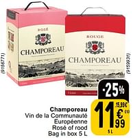 Promoties Champoreau vin de la communauté européenne rosé of rood - Rode wijnen - Geldig van 14/05/2024 tot 18/05/2024 bij Cora