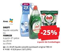 Promotions Dreft liquide vaisselle quickwash original - Dreft - Valide de 09/05/2024 à 22/05/2024 chez Spar (Colruytgroup)