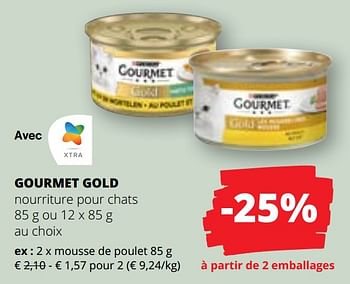 Promoties Gourmet gold mousse de poulet - Purina - Geldig van 09/05/2024 tot 22/05/2024 bij Spar (Colruytgroup)