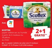 Promotions Papier toilette sec aloe vera - Scottex - Valide de 09/05/2024 à 22/05/2024 chez Spar (Colruytgroup)