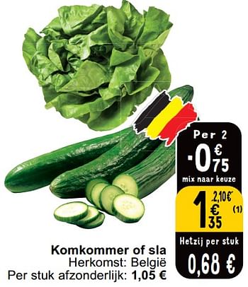 Promoties Komkommer of sla - Huismerk - Cora - Geldig van 14/05/2024 tot 18/05/2024 bij Cora