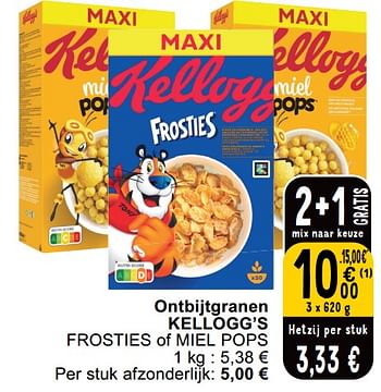 Promoties Ontbijtgranen kellogg`s f rosties of miel pops - Kellogg's - Geldig van 14/05/2024 tot 18/05/2024 bij Cora