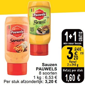 Promoties Sauzen pauwels - Pauwels - Geldig van 14/05/2024 tot 18/05/2024 bij Cora
