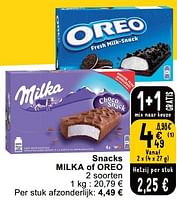Promoties Snacks milka of oreo - Huismerk - Cora - Geldig van 14/05/2024 tot 18/05/2024 bij Cora