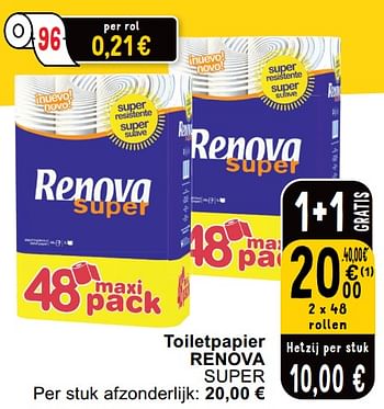 Promoties Toiletpapier renova super - Renova - Geldig van 14/05/2024 tot 18/05/2024 bij Cora