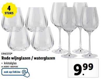 Promoties Rode wijnglazen - waterglazen - Ernesto - Geldig van 15/05/2024 tot 21/05/2024 bij Lidl