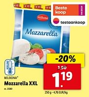 Promoties Mozzarella xxl - Milbona - Geldig van 15/05/2024 tot 21/05/2024 bij Lidl
