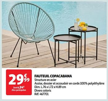 Promoties Fauteuil copacabana - Huismerk - Auchan - Geldig van 07/05/2024 tot 13/05/2024 bij Auchan