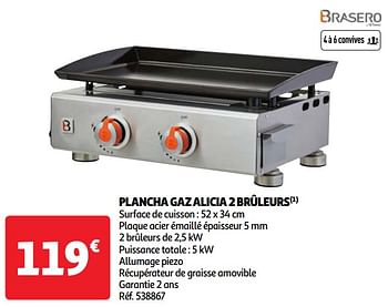 Promoties Plancha gaz alicia 2 brûleurs - Brasero - Geldig van 07/05/2024 tot 13/05/2024 bij Auchan
