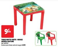Promotions Table mixte verte - rouge modele nature - Produit Maison - Auchan Ronq - Valide de 07/05/2024 à 13/05/2024 chez Auchan Ronq