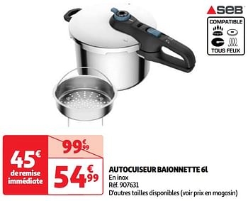 Promotions Autocuiseur baionnette - SEB - Valide de 07/05/2024 à 13/05/2024 chez Auchan Ronq