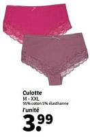 Promotions Culotte - Produit maison - Wibra - Valide de 07/05/2024 à 19/05/2024 chez Wibra