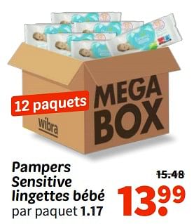 Promoties Pampers sensitive lingettes bébé - Pampers - Geldig van 07/05/2024 tot 19/05/2024 bij Wibra