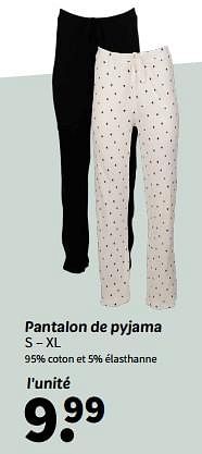 Promotions Pantalon de pyjama - Produit maison - Wibra - Valide de 07/05/2024 à 19/05/2024 chez Wibra