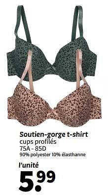 Promotions Soutien-gorge t-shirt - Produit maison - Wibra - Valide de 07/05/2024 à 19/05/2024 chez Wibra