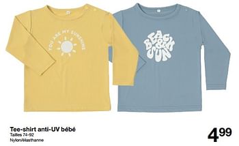 Promoties Tee-shirt anti-uv bébé - Huismerk - Zeeman  - Geldig van 11/05/2024 tot 17/05/2024 bij Zeeman