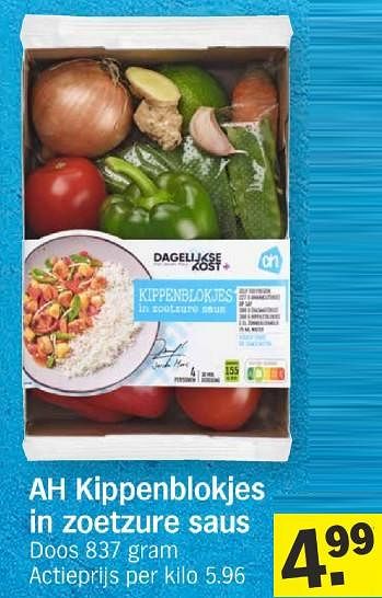 Promotions Ah kippenblokjes in zoetzure saus - Produit Maison - Albert Heijn - Valide de 13/05/2024 à 20/05/2024 chez Albert Heijn
