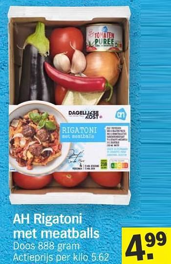 Promotions Ah rigatoni met meatballs - Produit Maison - Albert Heijn - Valide de 13/05/2024 à 20/05/2024 chez Albert Heijn