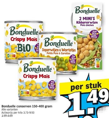 Promotions Bonduelle conserven - Bonduelle - Valide de 13/05/2024 à 20/05/2024 chez Albert Heijn