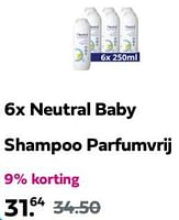 Promoties Neutral baby shampoo parfumvrij - neutral - Geldig van 12/05/2024 tot 19/05/2024 bij Plein