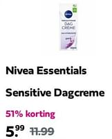 Promoties Nivea essentials sensitive dagcreme - Nivea - Geldig van 12/05/2024 tot 19/05/2024 bij Plein