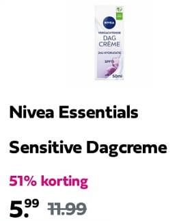 Promotions Nivea essentials sensitive dagcreme - Nivea - Valide de 12/05/2024 à 19/05/2024 chez Plein