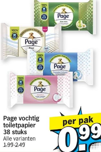 Promotions Page vochtig toiletpapier - Page - Valide de 13/05/2024 à 20/05/2024 chez Albert Heijn
