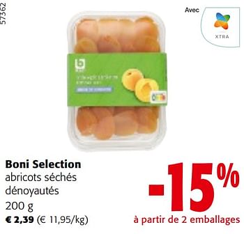 Promoties Boni selection abricots séchés dénoyautés - Boni - Geldig van 08/05/2024 tot 21/05/2024 bij Colruyt