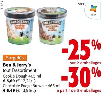 Promotions Ben + jerry’s tout l’assortiment - Ben&Jerry's - Valide de 08/05/2024 à 21/05/2024 chez Colruyt