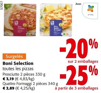 Promotions Boni selection toutes les pizzas - Boni - Valide de 08/05/2024 à 21/05/2024 chez Colruyt