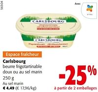 Promotions Carlsbourg beurre frigotartinable doux ou au sel marin - Carlsbourg - Valide de 08/05/2024 à 21/05/2024 chez Colruyt