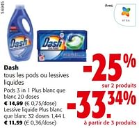 Promotions Dash tous les pods ou lessives liquides - Dash - Valide de 08/05/2024 à 21/05/2024 chez Colruyt