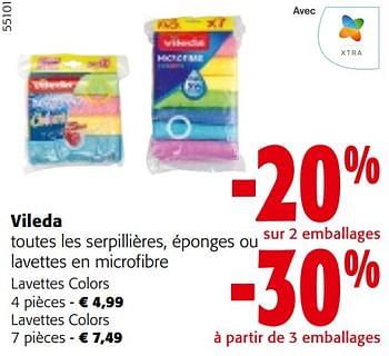 Promoties Vileda toutes les serpillières, éponges ou lavettes en microfibre - Vileda - Geldig van 08/05/2024 tot 21/05/2024 bij Colruyt