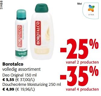 Promotions Borotalco volledig assortiment - Borotalco - Valide de 08/05/2024 à 21/05/2024 chez Colruyt