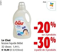 Promotions Le chat lessive liquide bébé - Le Chat - Valide de 08/05/2024 à 21/05/2024 chez Colruyt