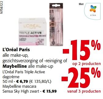Promotions L’oréal paris alle make-up, gezichtsverzorging of -reiniging of maybelline alle make-up - Produit maison - Colruyt - Valide de 08/05/2024 à 21/05/2024 chez Colruyt