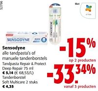 Promoties Sensodyne alle tandpasta’s of manuele tandenborstels - Sensodyne - Geldig van 08/05/2024 tot 21/05/2024 bij Colruyt