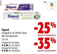 Promoties Signal integral 8 of white now alle tandpasta’s - Signal - Geldig van 08/05/2024 tot 21/05/2024 bij Colruyt