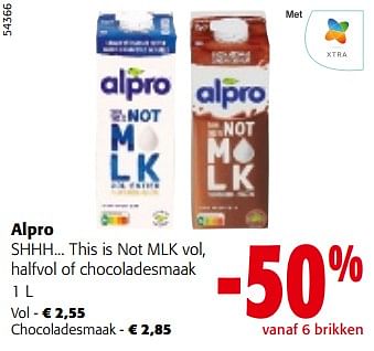 Promotions Alpro shhh... this is not mlk vol, halfvol of chocoladesmaak - Alpro - Valide de 08/05/2024 à 21/05/2024 chez Colruyt