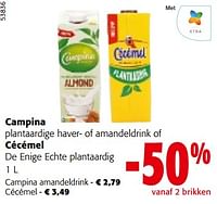 Promoties Campina amandeldrink - Campina - Geldig van 08/05/2024 tot 21/05/2024 bij Colruyt