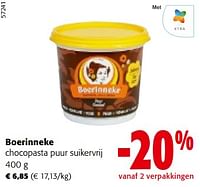 Promoties Boerinneke chocopasta puur suikervrij - 't Boerinneke - Geldig van 08/05/2024 tot 21/05/2024 bij Colruyt