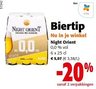 Promotions Night orient 0,0 % vol - Night orient - Valide de 08/05/2024 à 21/05/2024 chez Colruyt