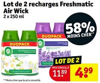 Promoties Lot de 2 recharges freshmatic air wick - Airwick - Geldig van 14/05/2024 tot 26/05/2024 bij Kruidvat